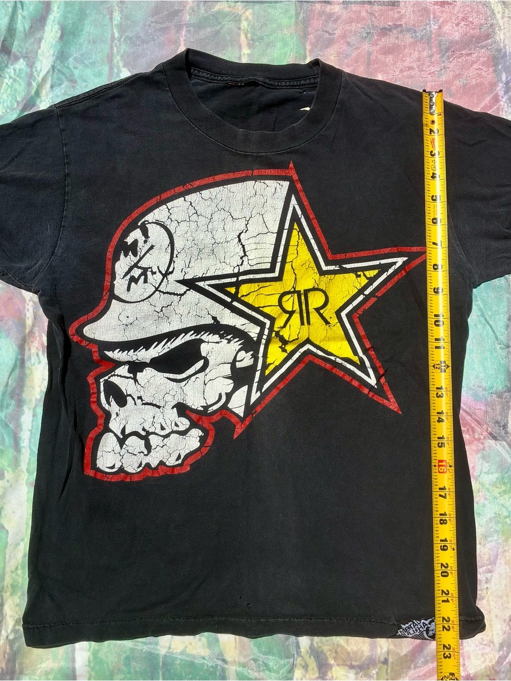 Metal militia Rockstar Energy Skull Logo Tee in Black, White & Yellow